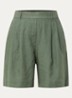 Bermuda high waist loose fit korte broek van linnen - Donkergroen