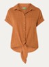 Blouse met ruitdessin en strikdetail - Oranje