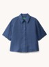 Blouse van linnen  - Kobaltblauw