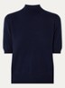 Fijngebreid T-shirt in kasjmierblend met ronde hals - Donkerblauw