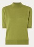 Fijngebreid T-shirt in kasjmierblend met ronde hals - Olijfgroen