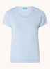 Fijngebreid T-shirt met ronde hals - Lichtblauw