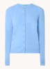 Fijngebreid vest van scheerwol met ronde hals - Donkerblauw-016 / Blauw