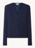 Fijngebreid vest van wol met stretch - Donkerblauw