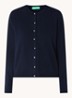 Fijngebreid vest van wol - Donkerblauw