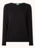 Fijngebreide pullover in kasjmierblend met ronde hals  - Zwart