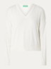 Fijngebreide pullover in wolblend met V-hals - Creme