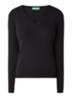 Fijngebreide pullover met V-hals - Zwart
