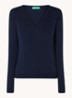 Fijngebreide pullover met V-hals - Donkerblauw