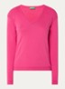 Fijngebreide pullover met V-hals - Fuchsia