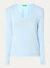 Fijngebreide pullover met V-hals - Lichtblauw