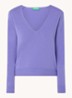 Fijngebreide pullover van scheerwol met V-hals - Lavendel