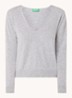 Fijngebreide pullover van scheerwol met V-hals - Grijsmele