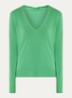Fijngebreide pullover van scheerwol met V-hals - Groen