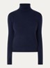 Fijngebreide trui van kasjmier met col - Royalblauw