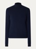 Fijngebreide trui van scheerwol met col - Donkerblauw