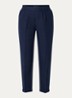 High waist cropped tapered fit pantalon van linnen - Donkerblauw