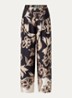 High waist loose fit broek met bloemenprint - Zwart