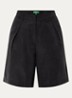 High waist loose fit korte pantalon met glanzende finish - Zwart