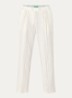 High waist straight fit broek in linnenblend met streepprint - Gebroken wit