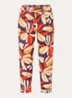 High waist tapered fit joggingbroek van linnen met print - Oranje