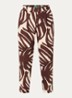High waist tapered fit joggingbroek van linnen met print - Bruin