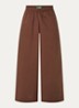 High waist wide fit broek met steekzakken - Bruin