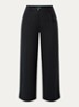 High waist wide fit chino van linnen met steekzakken - Zwart
