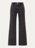 High waist wide fit pantalon met steekzakken - Zwart