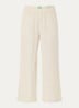 High waist wide fit pantalon van linnen - Creme