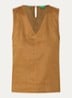 Mouwloze top in linnenblend met V-hals - Camel