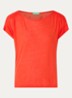 Semi-transparant T-shirt met ruches - Oranjerood
