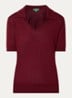 Semi-transparante polo in zijdeblend met ronde hals - Bordeauxrood