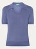 Semi-transparante polo in zijdeblend met ronde hals - Blauwgrijs