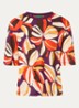 T-shirt in linnenblend met print - Oranje