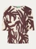 T-shirt in linnenblend met print - Oranjebruin