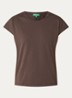 T-shirt met ronde hals en split - Lichtbruin