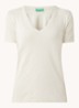 T-shirt van katoen met V-hals - Beige