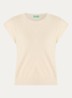 Top in linnenblend met ronde hals - Zand