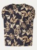 Top met print en ronde hals - Zwart