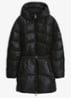 Gewatteerde parka met capuchon en afneembare riem - Zwart