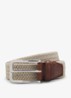 Geweven riem met leren delen - Beige