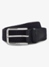 Geweven riem met leren delen - Donkerblauw