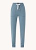 High waist tapered fit joggingbroek met logoband - Staalblauw