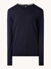 Leno-P fijngebreide pullover van scheerwol  - Donkerblauw