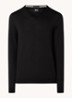 Melba-P fijngebreide pullover van scheerwol met V-hals - Zwart