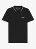 Paddy regular fit polo van piqué katoen  - Diepzwart