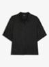 Pyjamashirt van satijn met monogramjacquard - Zwart