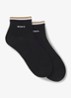 Set van twee paar korte sokken met kenmerkend gestreepte boorden - Black-001 / Zwart