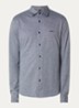 Slim-fit overhemd van gemêleerde katoenen jersey - Donkerblauw